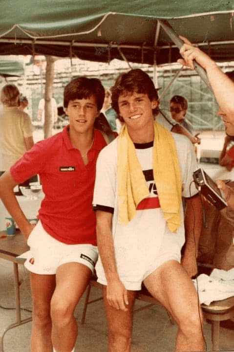 Bobby Blair with Aaron Krickstein after 1983 USTA National Claycourt Championship finals